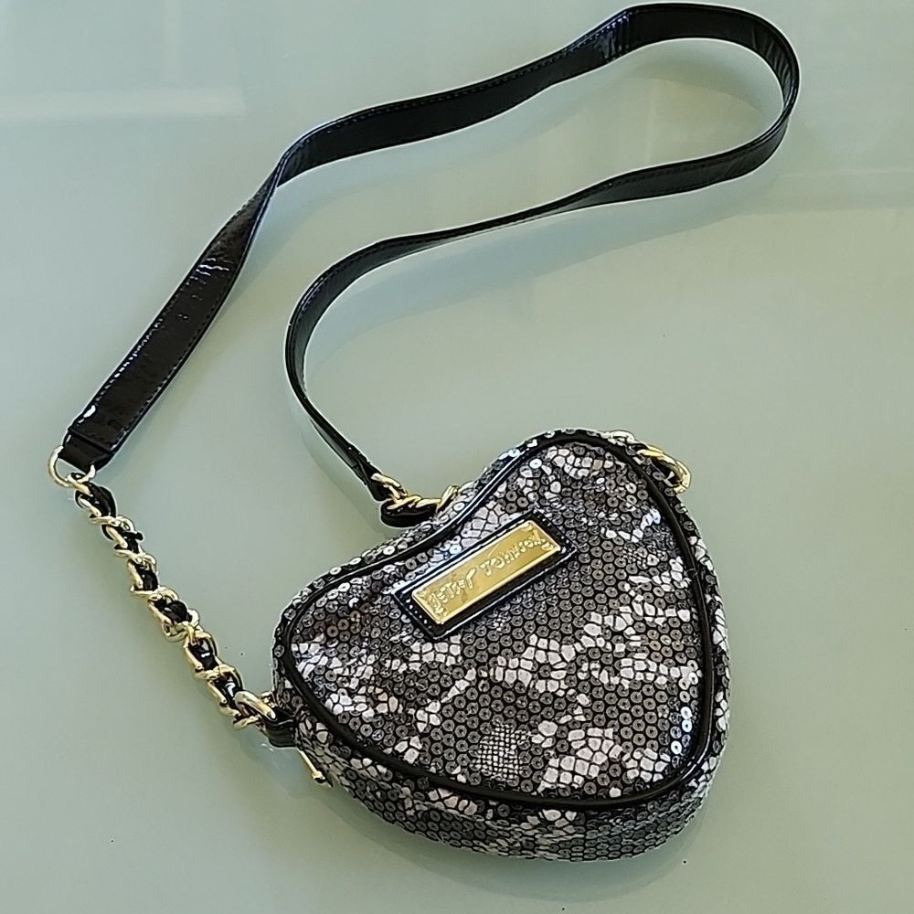 Betsey Johnson Heart Shaped Sequined Mermaid Crossbody Bag‎ Glam Girl